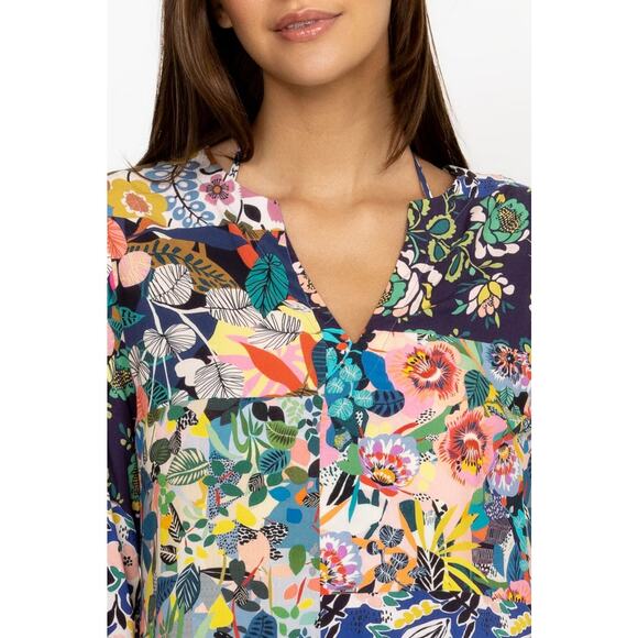 Johnny Was Layla Puff Sleeve Maxi Cover Up Dress Multi - Picture 4 of 10